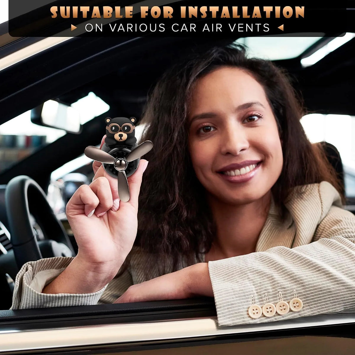 Rotating Propeller Teddy Bear Air Vent Clip