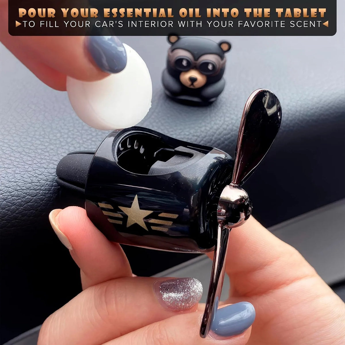 Rotating Propeller Teddy Bear Air Vent Clip
